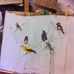 Camera da letto Vintage con motivo uccellini Pittura e disegno uccellini