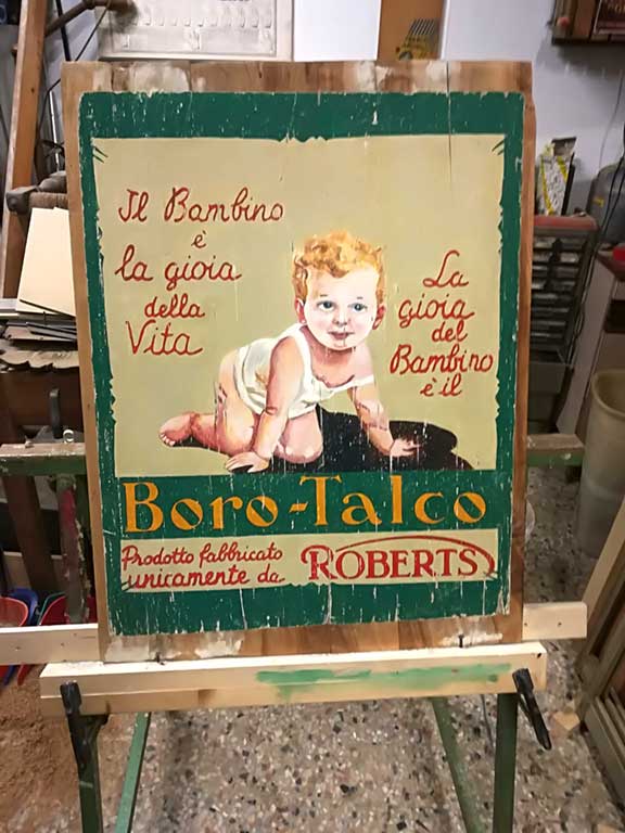 Reproduction of vintage advertising billboard
