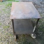 Carrello ferro officina anni 60, doppio ripiano